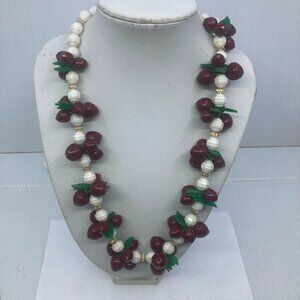 Vtg 1970 West Germany plastic fruits leaves chunky necklace